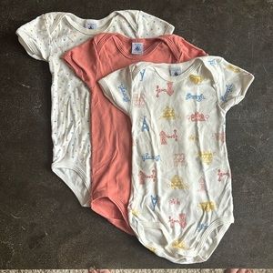 Lot of three Petit Bateau Onesies 36 months